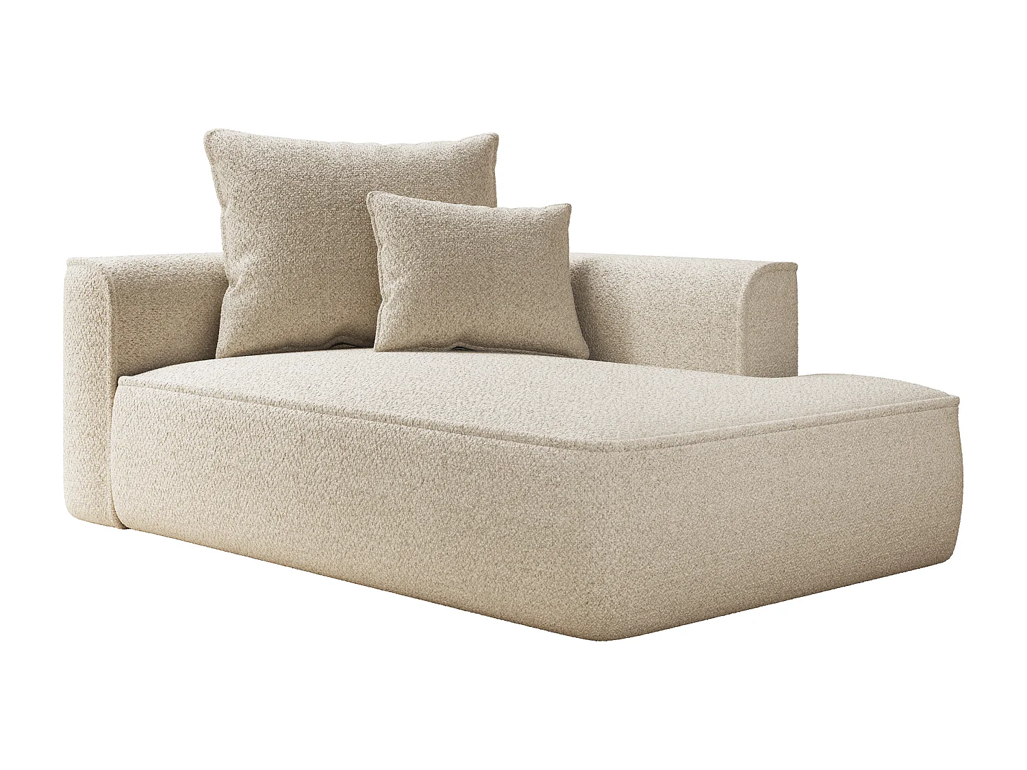 Méridienne droite en tissu chenille beige PINETA