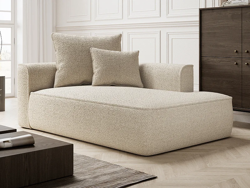 Méridienne droite en tissu chenille beige PINETA