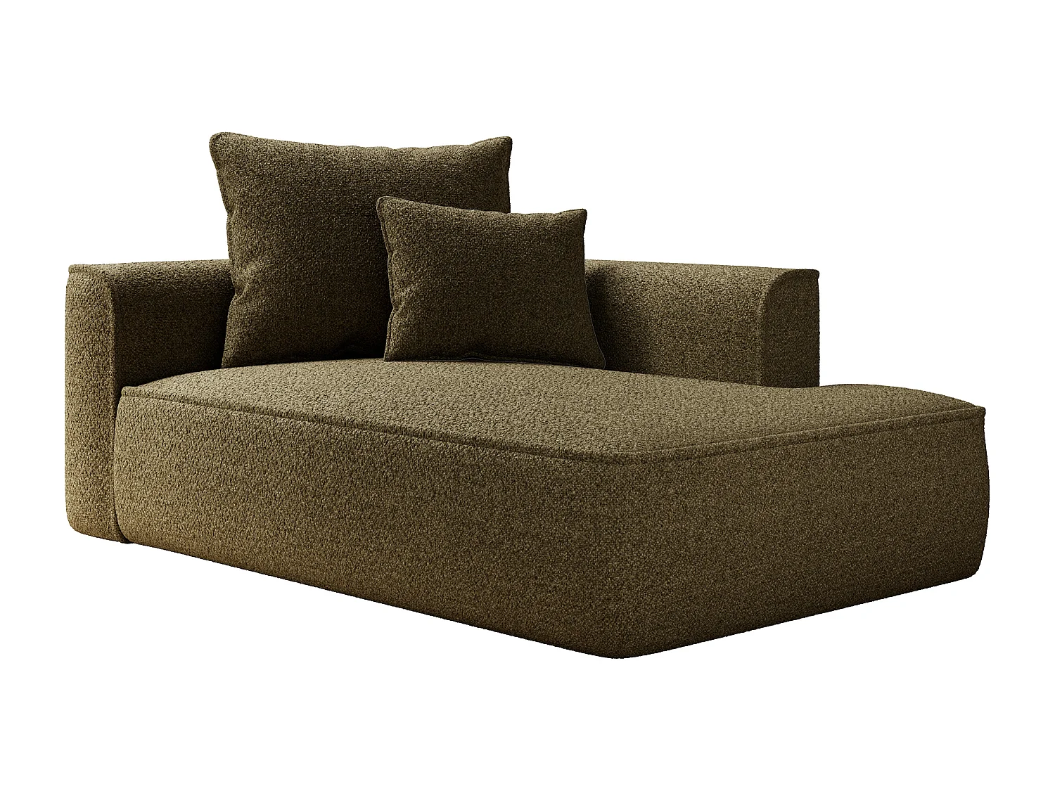 Méridienne droite en tissu chenille vert kaki PINETA