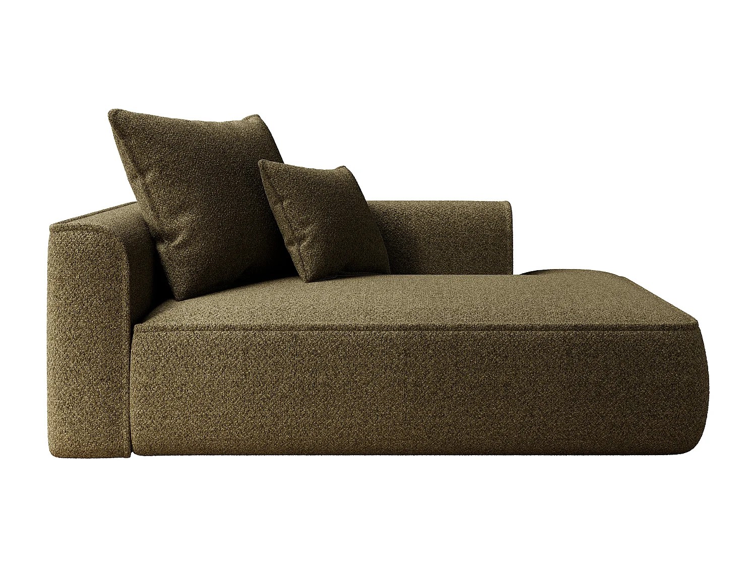 Méridienne droite en tissu chenille vert kaki PINETA