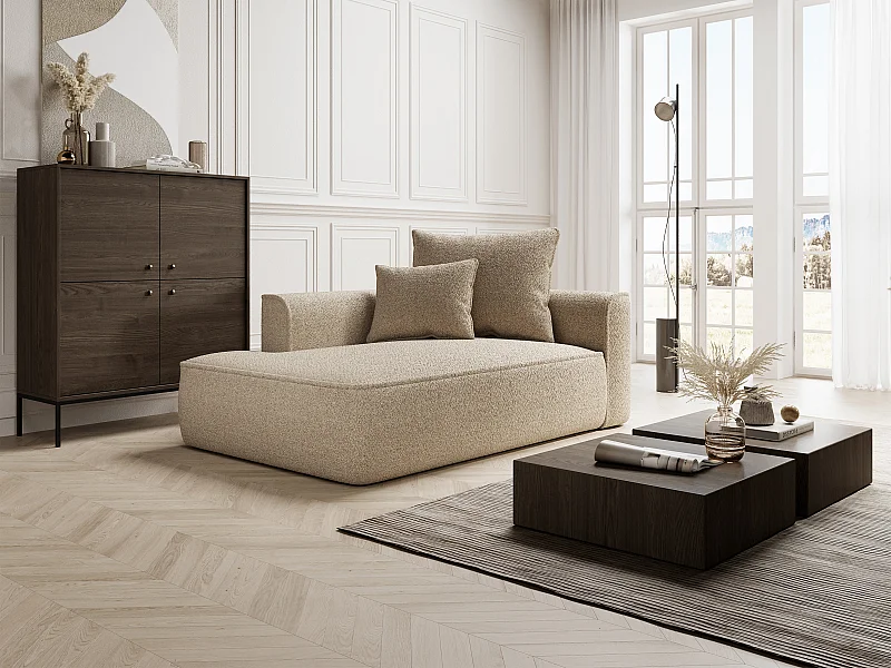 Méridienne gauche en tissu chenille taupe PINETA