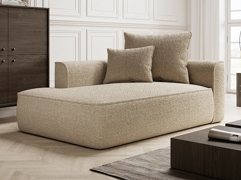 Méridienne gauche en tissu chenille taupe PINETA