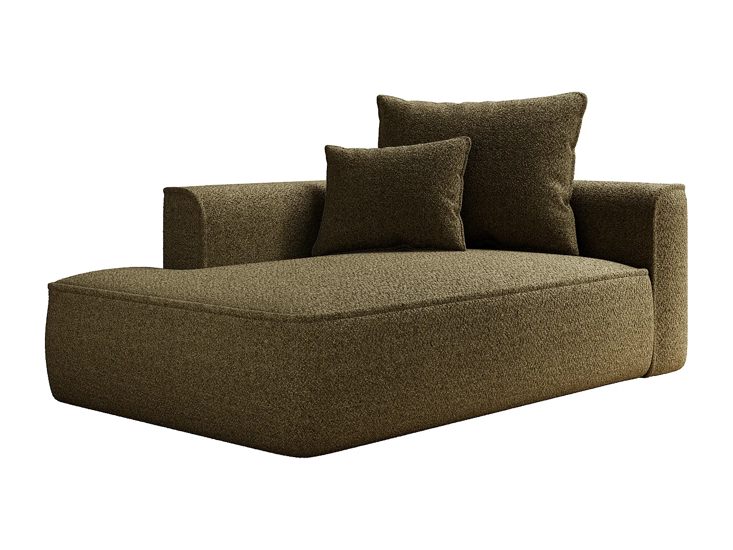 Méridienne gauche en tissu chenille vert kaki PINETA