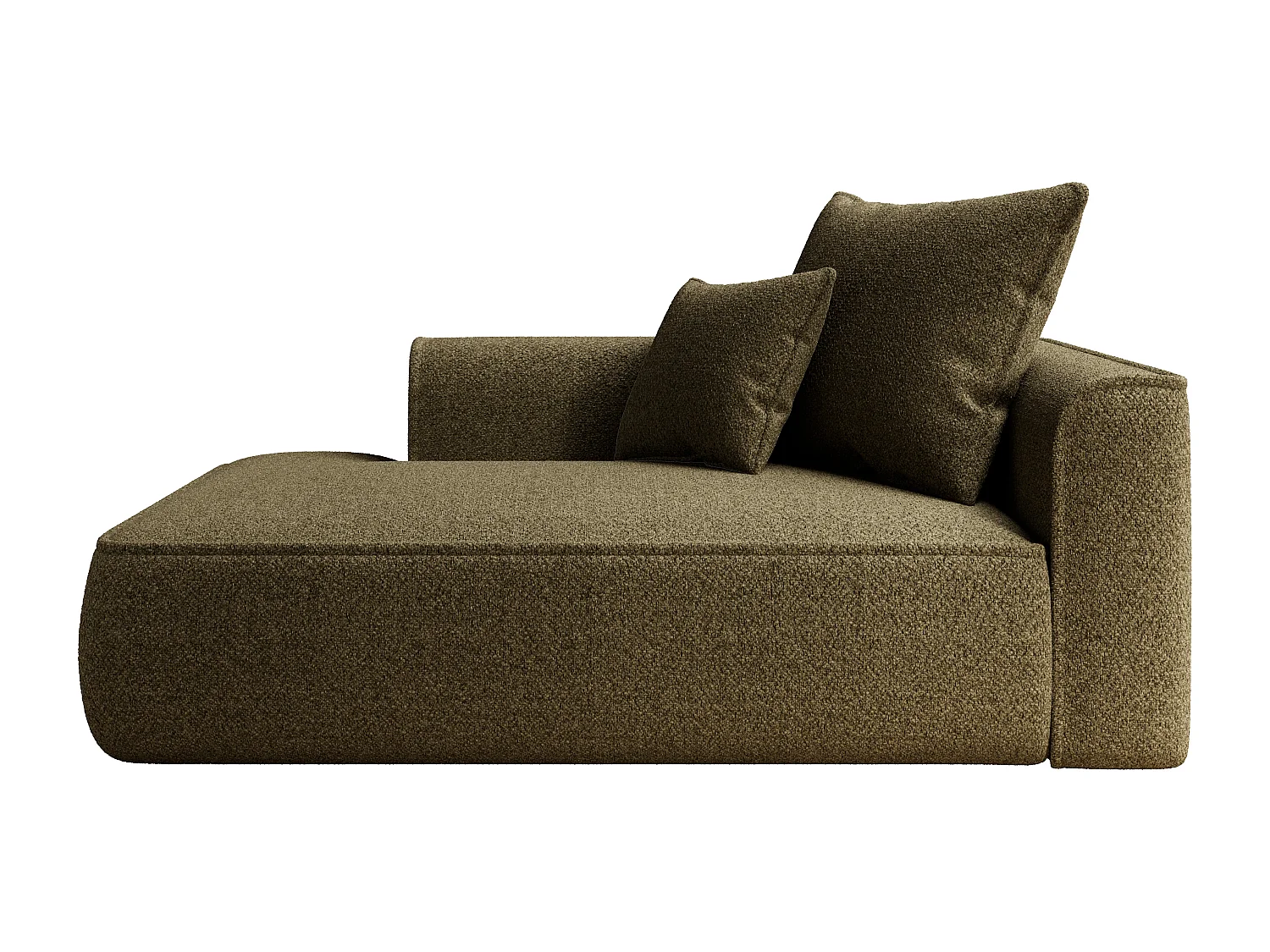 Méridienne gauche en tissu chenille vert kaki PINETA