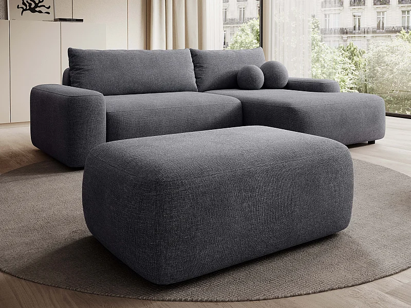 Pouf in Tessuto testurizzato grigio antracite - DAVISO