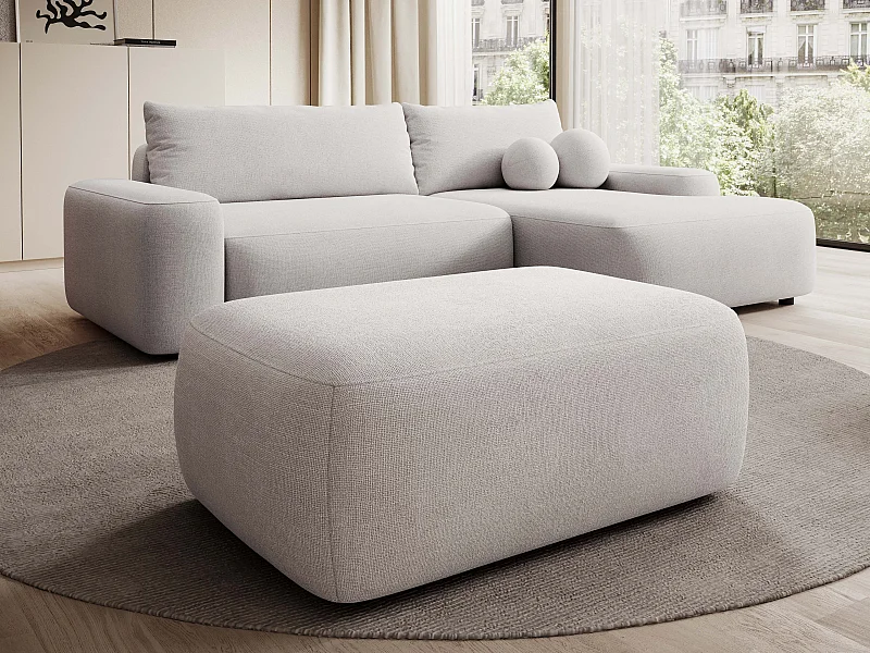 Pouf in Tessuto testurizzato beige - DAVISO