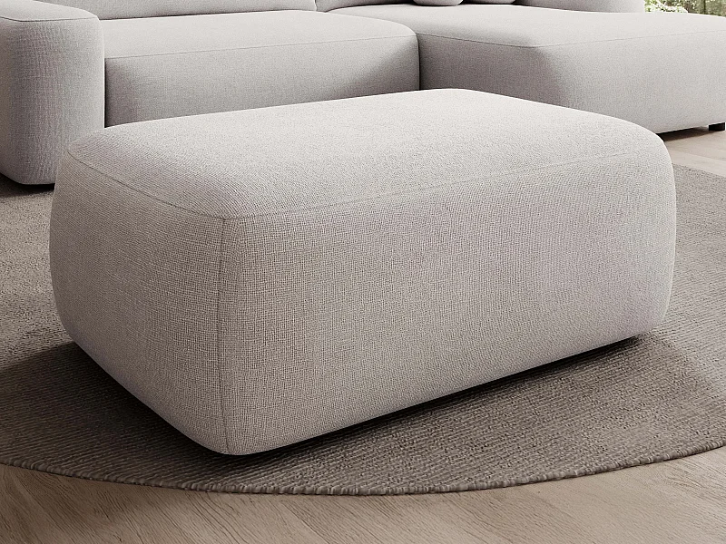 Pouf en tissu texturé beige DAVISO