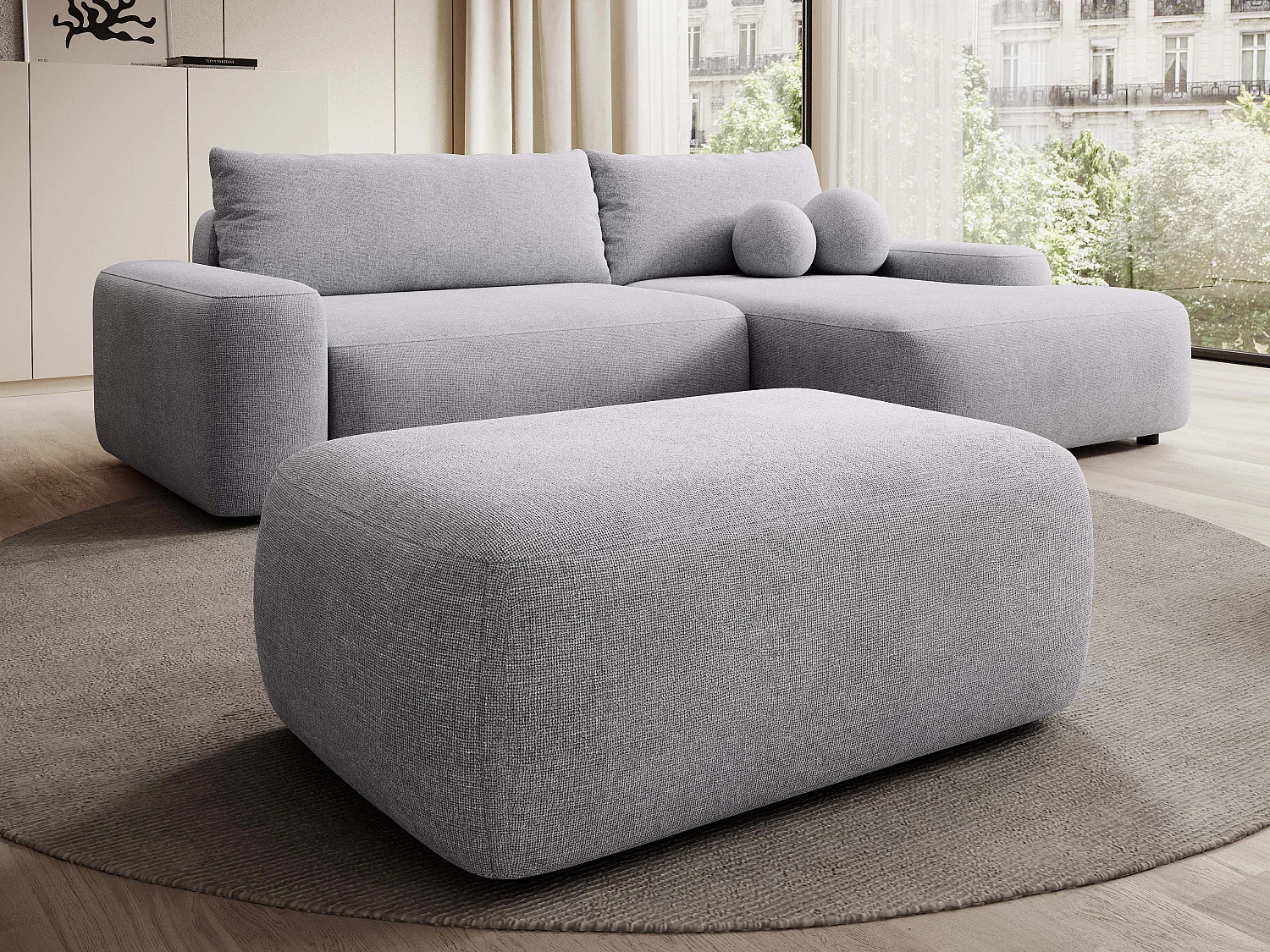 Hocker - Strukturstoff - Hellgrau - DAVISO