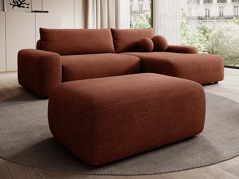 Pouf in Tessuto testurizzato terracotta - DAVISO