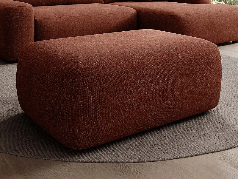 Pouf en tissu texturé terracotta DAVISO
