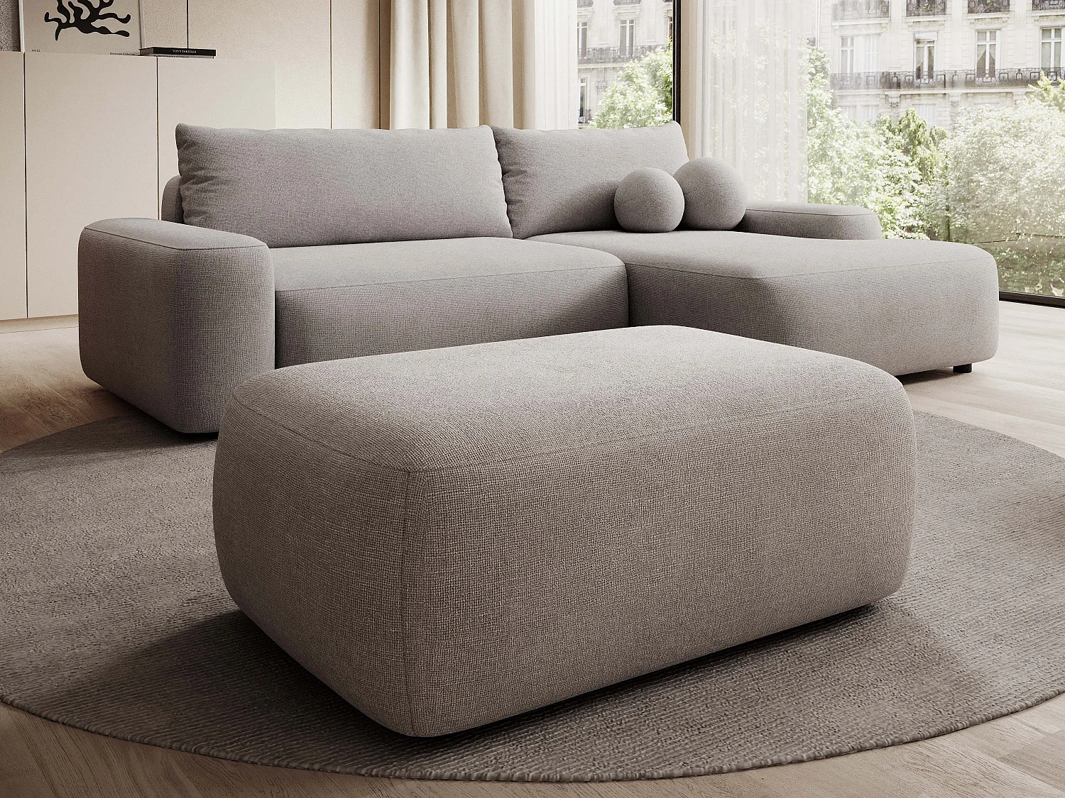 Pouf in Tessuto testurizzato talpa - DAVISO