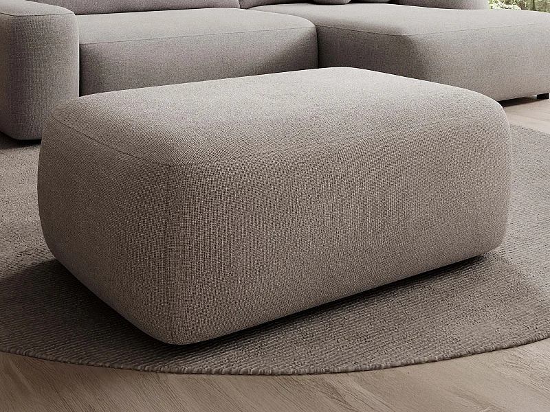 Pouf en tissu texturé taupe DAVISO