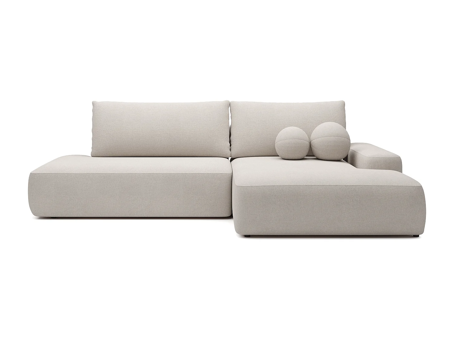 Canapé d'angle droit ouvert convertible en tissu texturé beige DAVISO