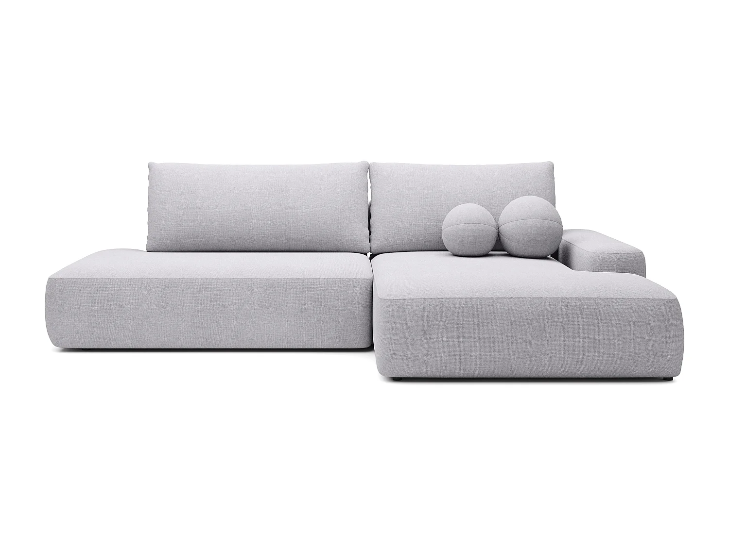 Canapé d'angle droit ouvert convertible en tissu texturé gris clair DAVISO