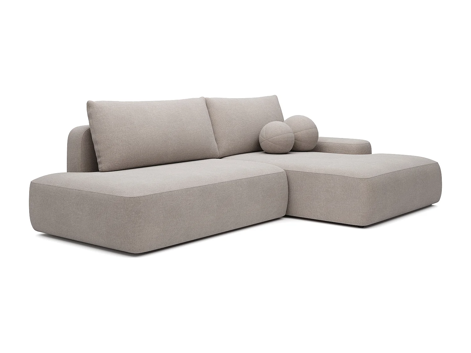 Canapé d'angle droit ouvert convertible en tissu texturé taupe DAVISO