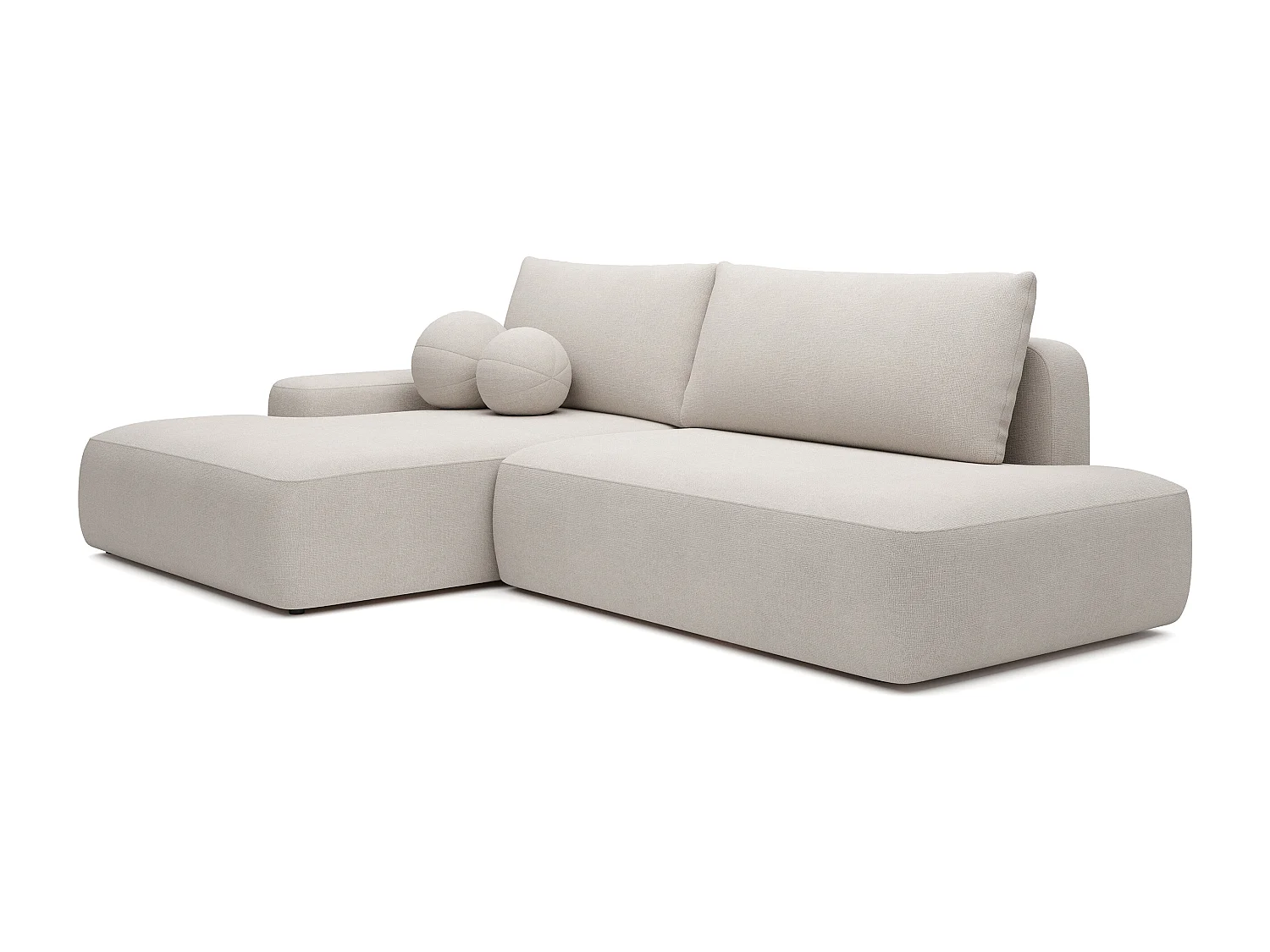 Canapé d'angle gauche ouvert convertible en tissu texturé beige DAVISO