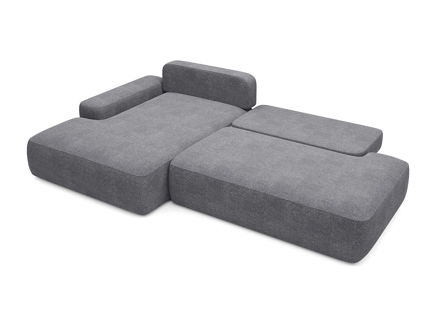 Canapé d'angle gauche ouvert convertible en tissu texturé gris anthracite DAVISO