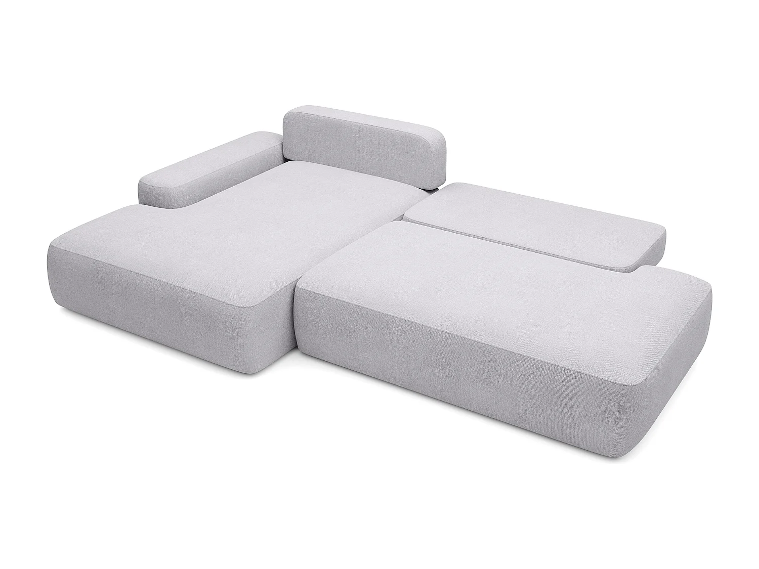 Canapé d'angle gauche ouvert convertible en tissu texturé gris clair DAVISO