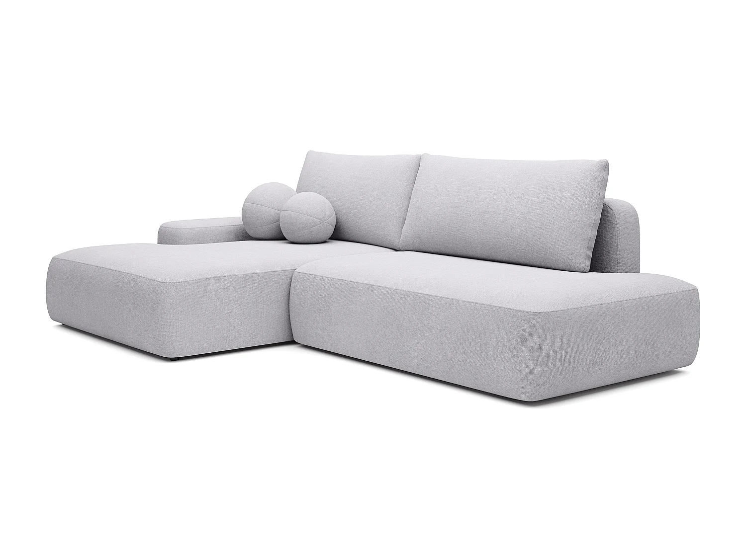 Canapé d'angle gauche ouvert convertible en tissu texturé gris clair DAVISO