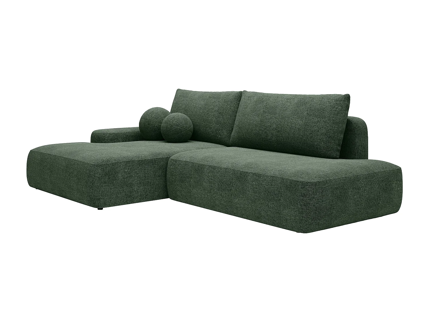 Canapé d'angle gauche ouvert convertible en tissu texturé vert sapin DAVISO