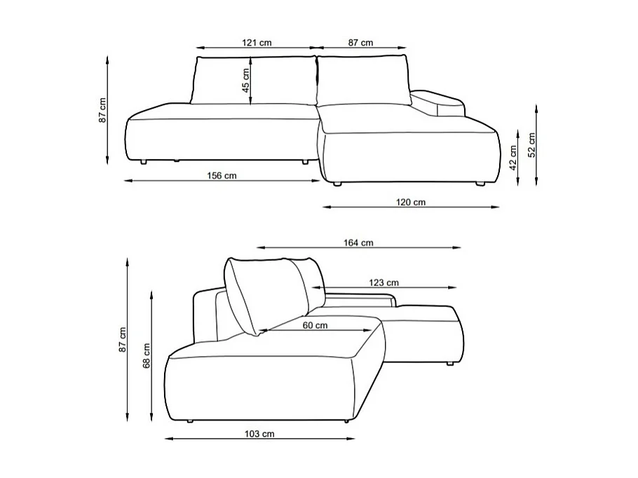 Canapé d'angle gauche ouvert convertible en tissu texturé bleu DAVISO