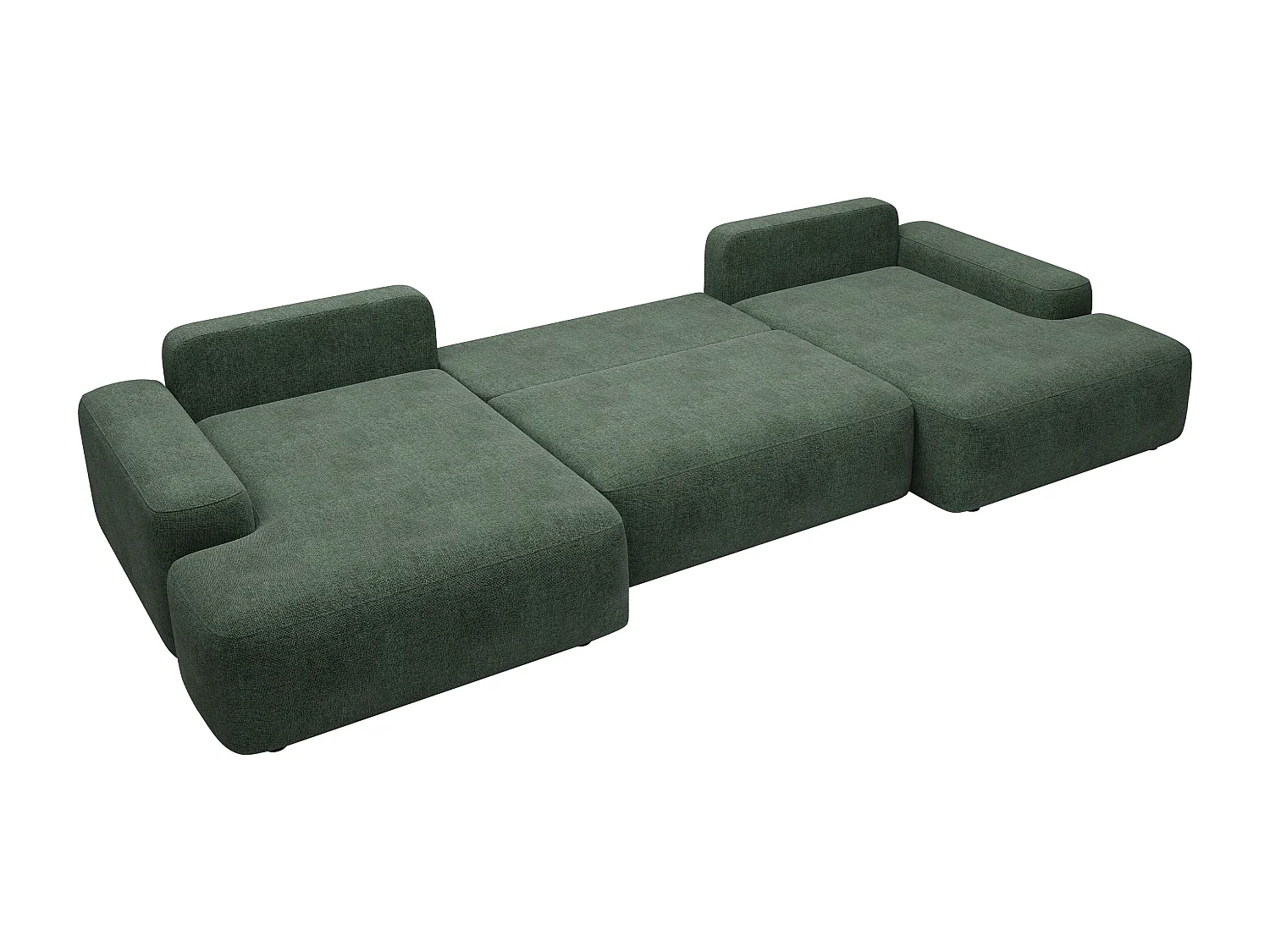 Grand canapé d'angle panoramique convertible en tissu texturé vert sapin DAVISO