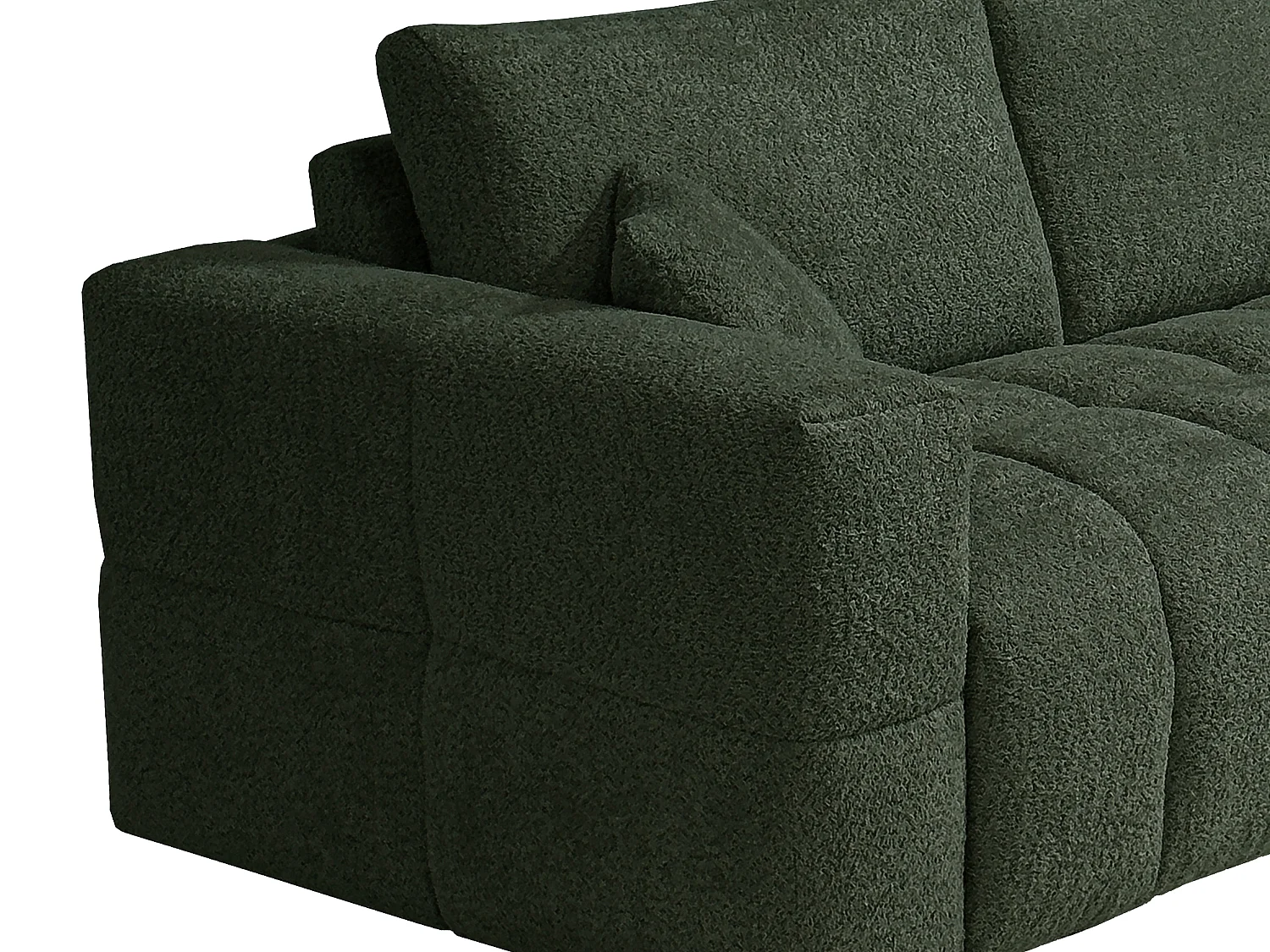 Canapé 3 places convertible express en tissu bouclette vert - Couchage 140 cm - Matelas 20 cm ISSORO