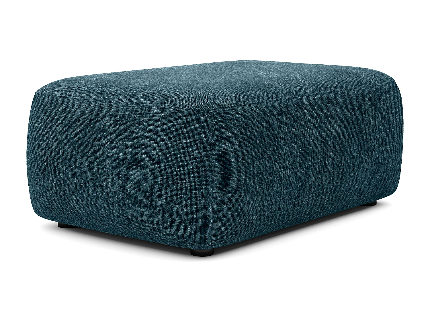 Pouf en tissu texturé bleu DAVISO