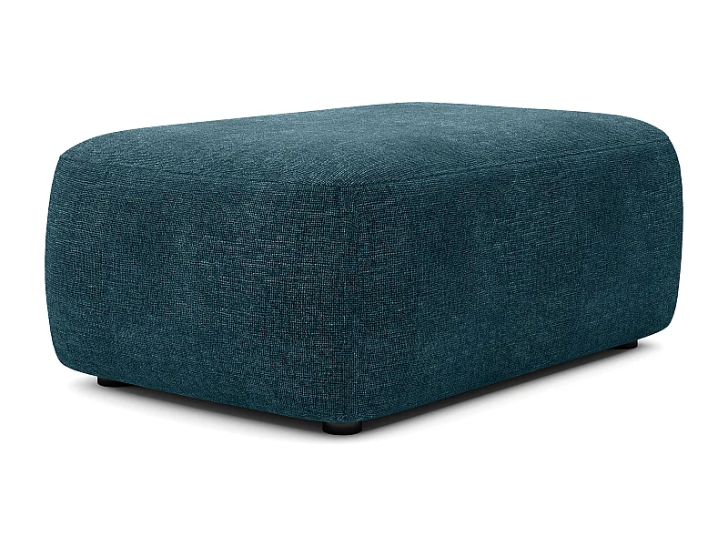 Pouf en tissu texturé bleu DAVISO