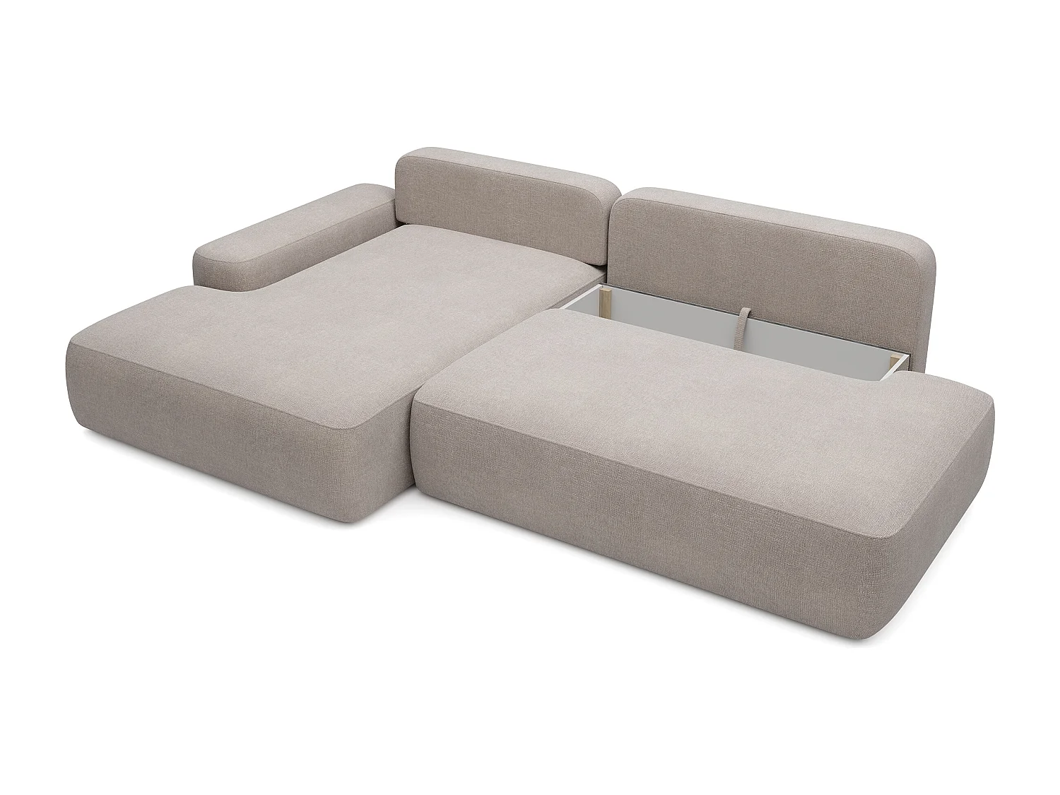 Canapé d'angle gauche ouvert convertible en tissu texturé taupe DAVISO