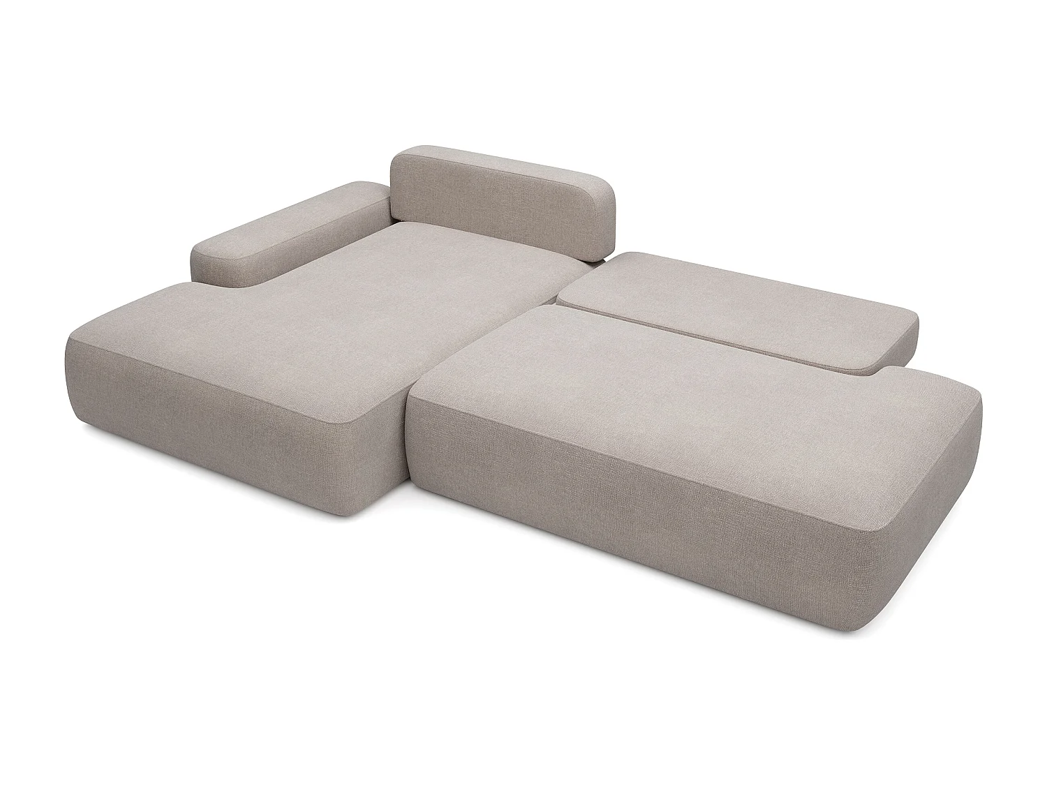 Canapé d'angle gauche ouvert convertible en tissu texturé taupe DAVISO