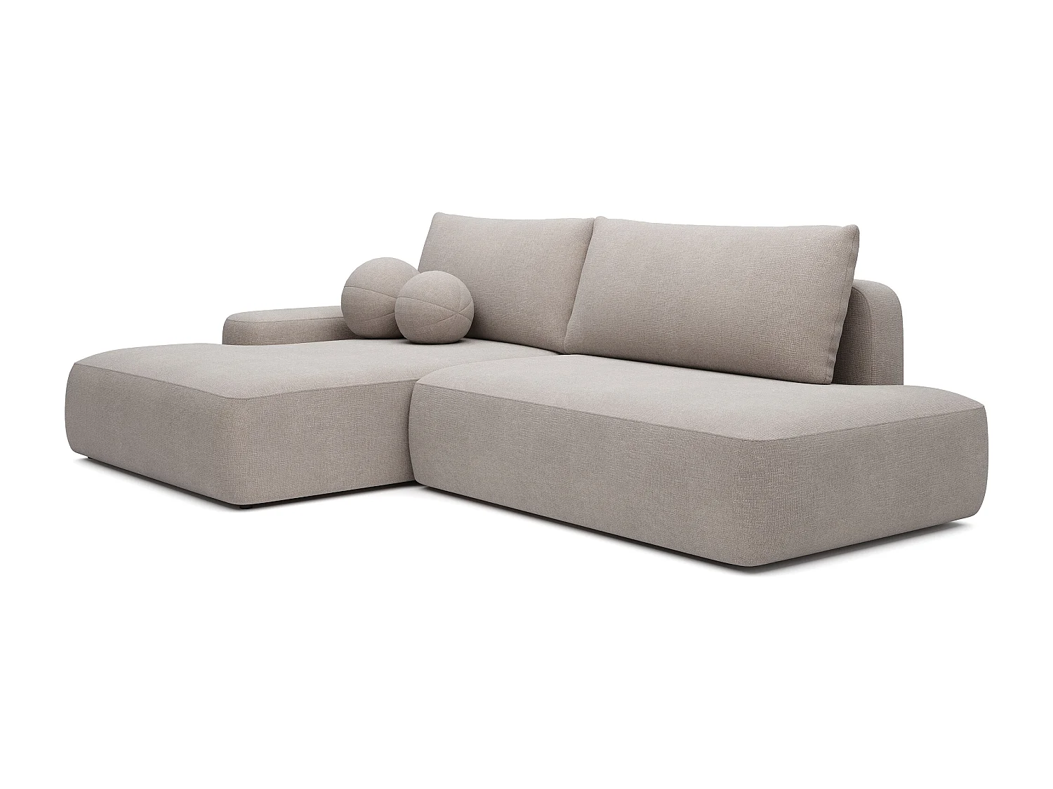Canapé d'angle gauche ouvert convertible en tissu texturé taupe DAVISO