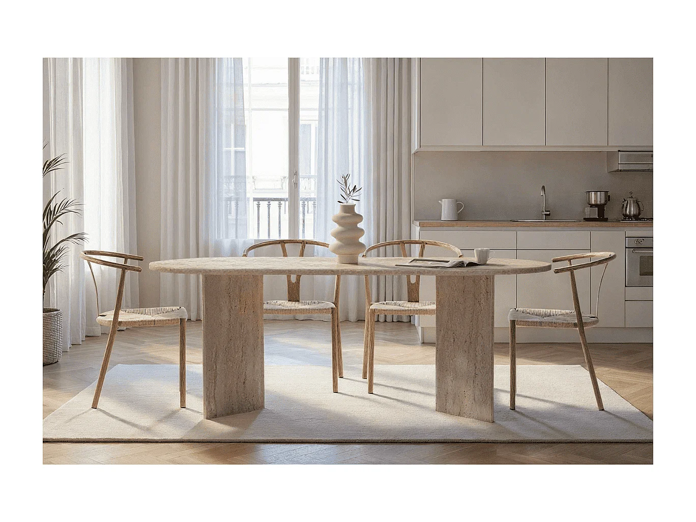 Eettafel met ovale blad L200 cm - CHARLIE