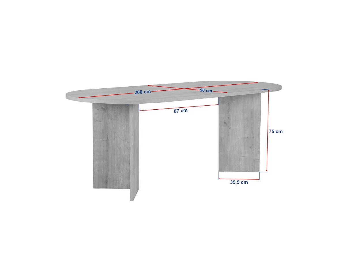 Tavolo da pranzo con piano ovale L200 cm - CHARLIE