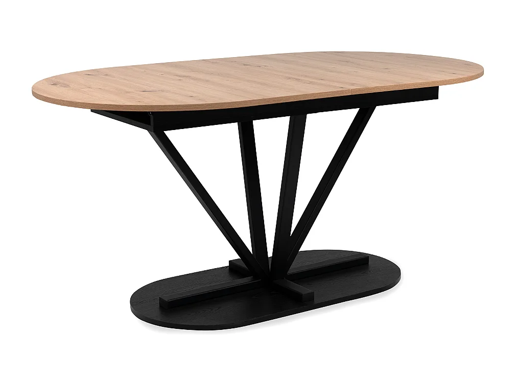 Uitschuifbare eettafel van 160 tot 200 cm in eiken artisan decor en zwart - VESTER