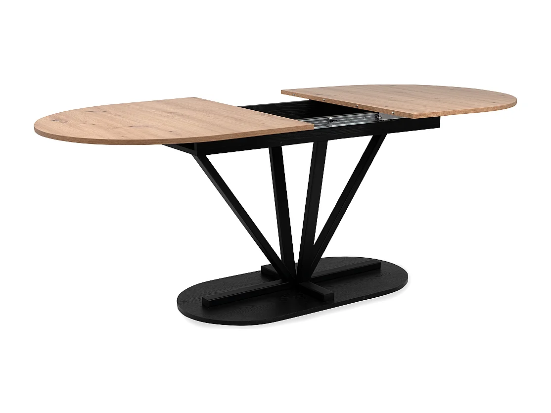 Uitschuifbare eettafel van 160 tot 200 cm in eiken artisan decor en zwart - VESTER