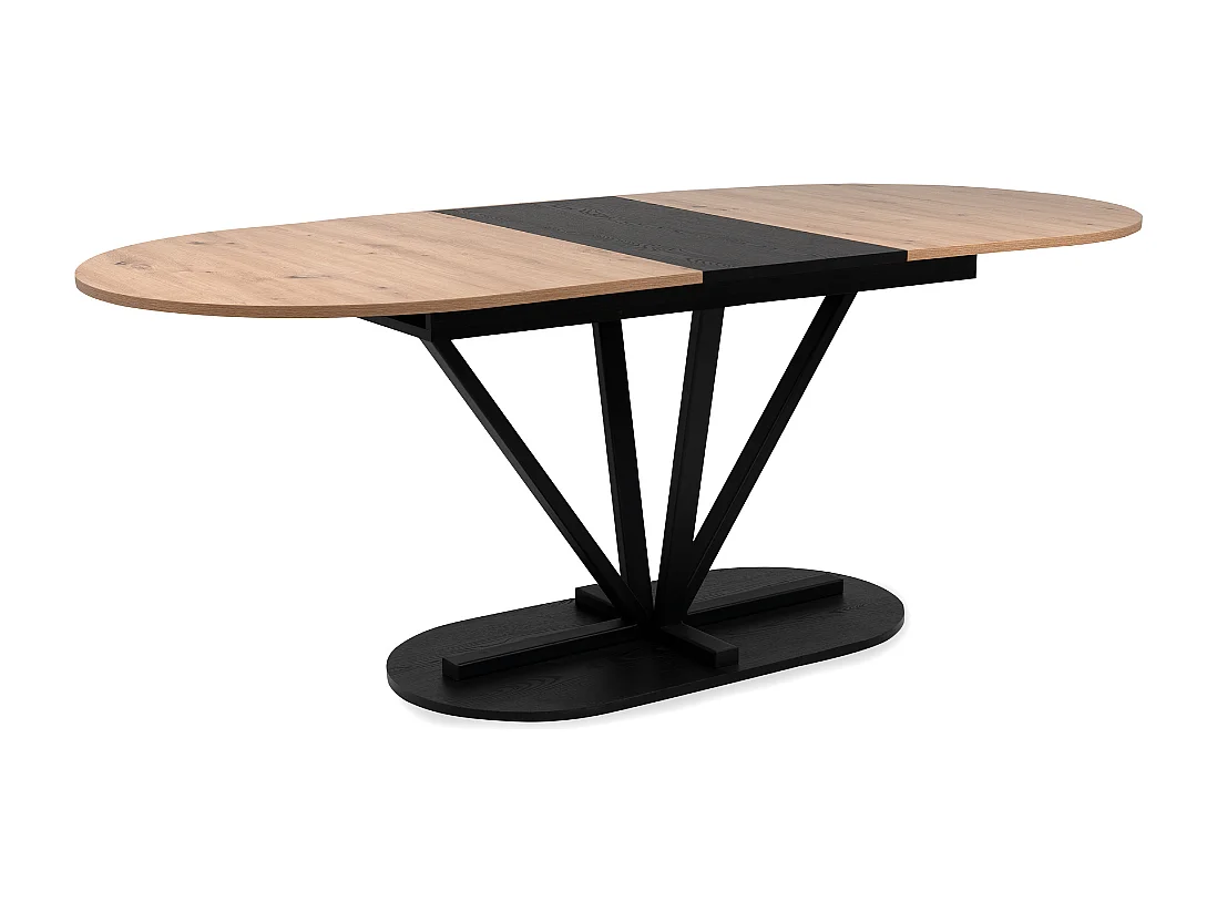 Uitschuifbare eettafel van 160 tot 200 cm in eiken artisan decor en zwart - VESTER