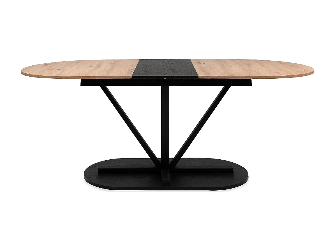 Uitschuifbare eettafel van 160 tot 200 cm in eiken artisan decor en zwart - VESTER