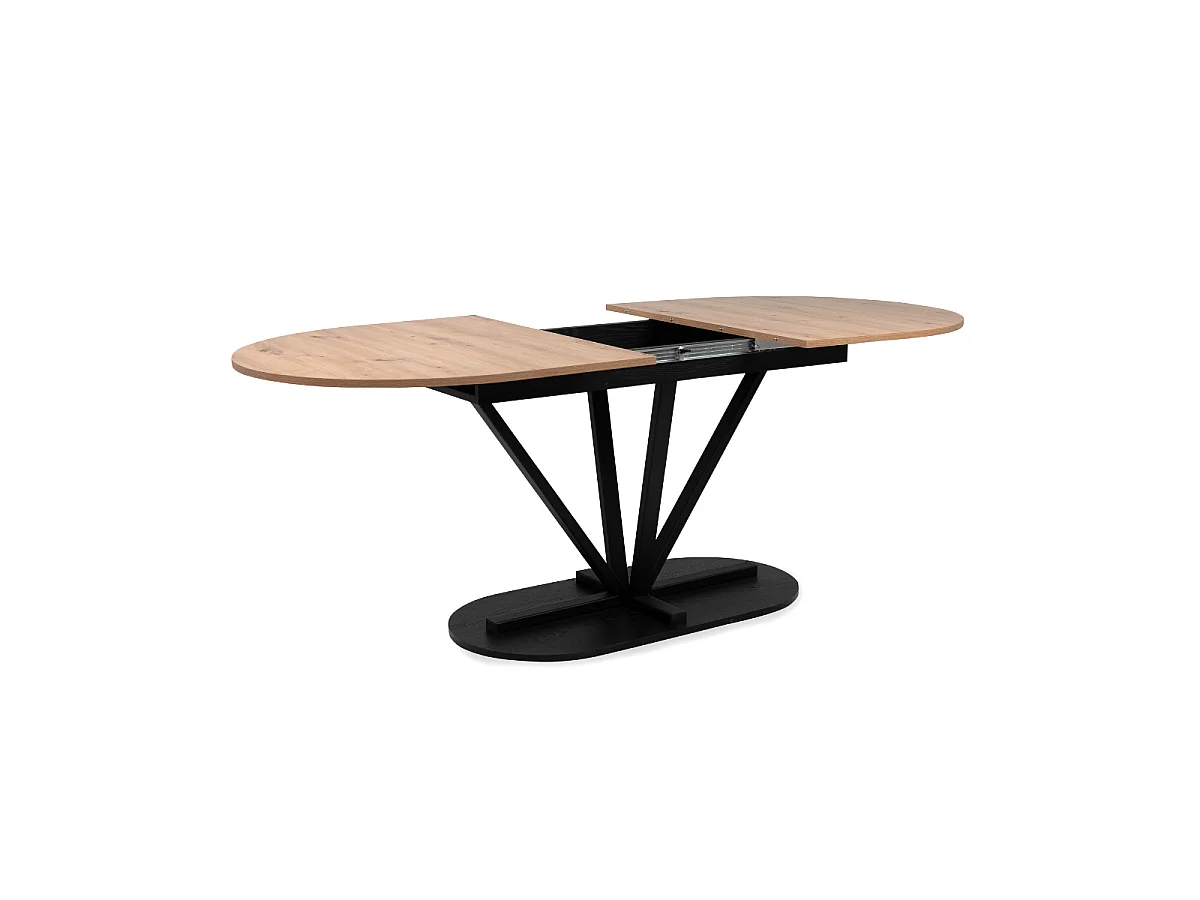 Table à manger extensible L160-200 cm décor chêne et noir VESTER
