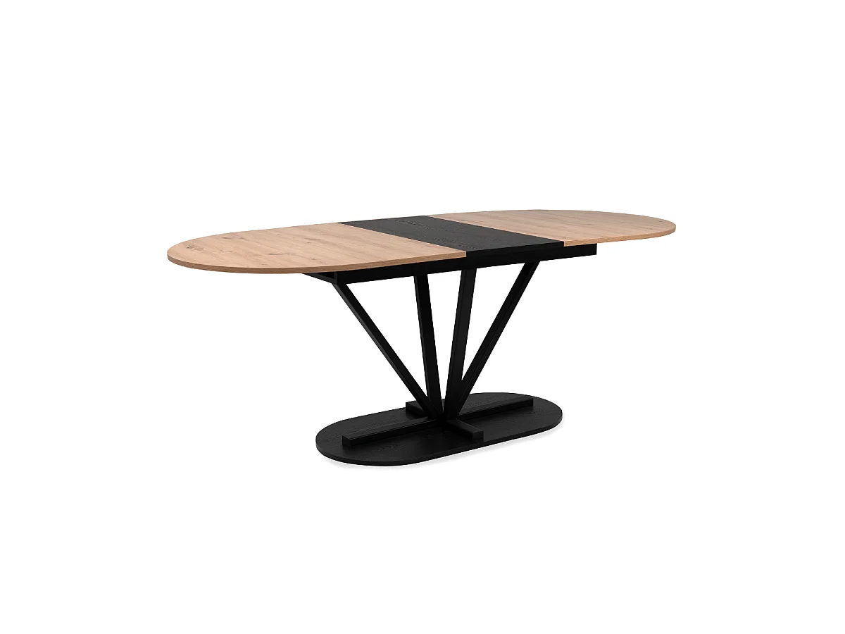 Table à manger extensible L160-200 cm décor chêne et noir VESTER