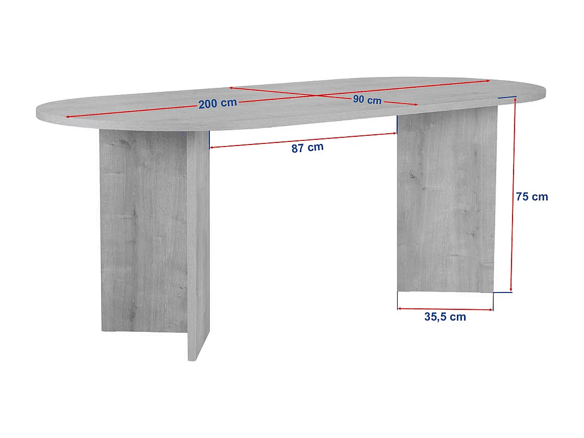 Table de salle à manger avec plateau ovale L200 cm - CHARLIE