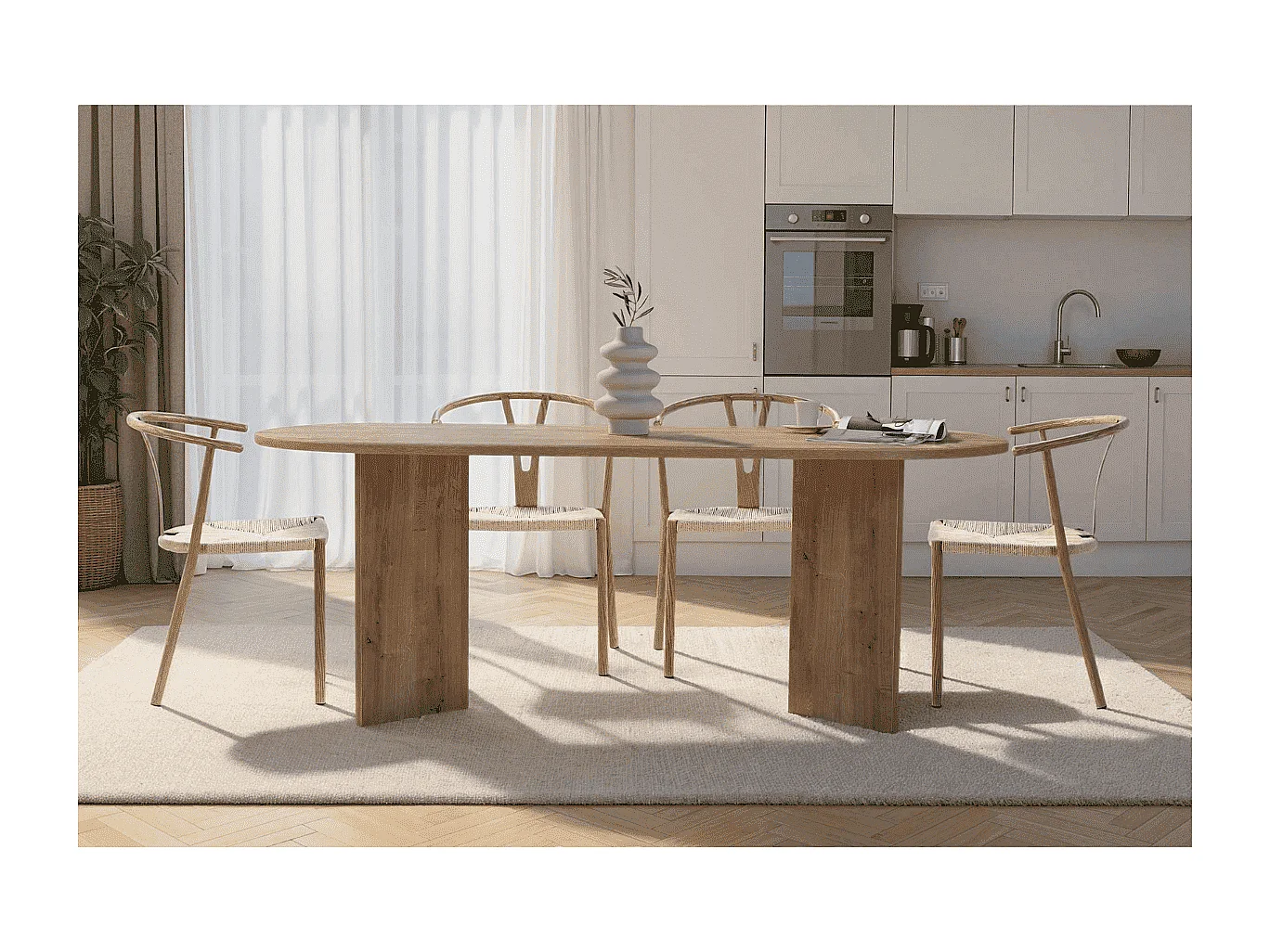 Table de salle à manger avec plateau ovale L200 cm - CHARLIE