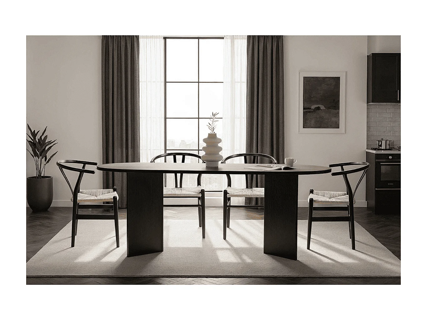 Table de salle à manger avec plateau ovale L200 cm - CHARLIE