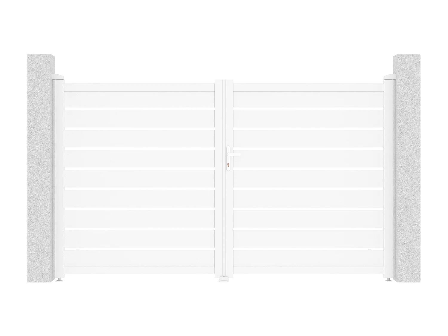 Portail électrique battant aluminium ajouré L305 x H183 cm blanc - PRIMO