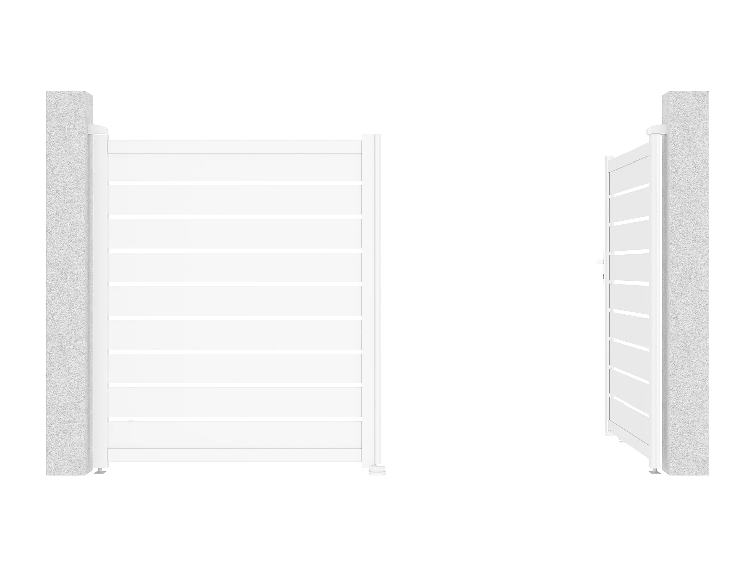 Portail électrique battant aluminium ajouré L305 x H183 cm blanc - PRIMO