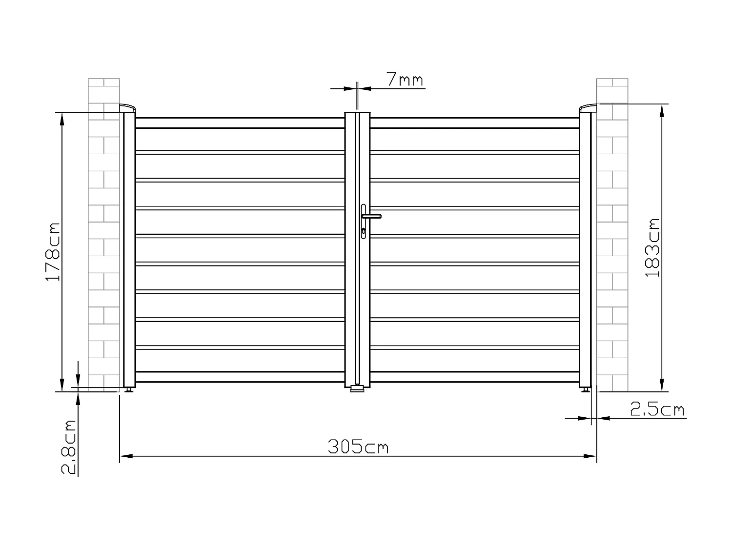 Portail électrique battant aluminium ajouré L305 x H183 cm blanc - PRIMO