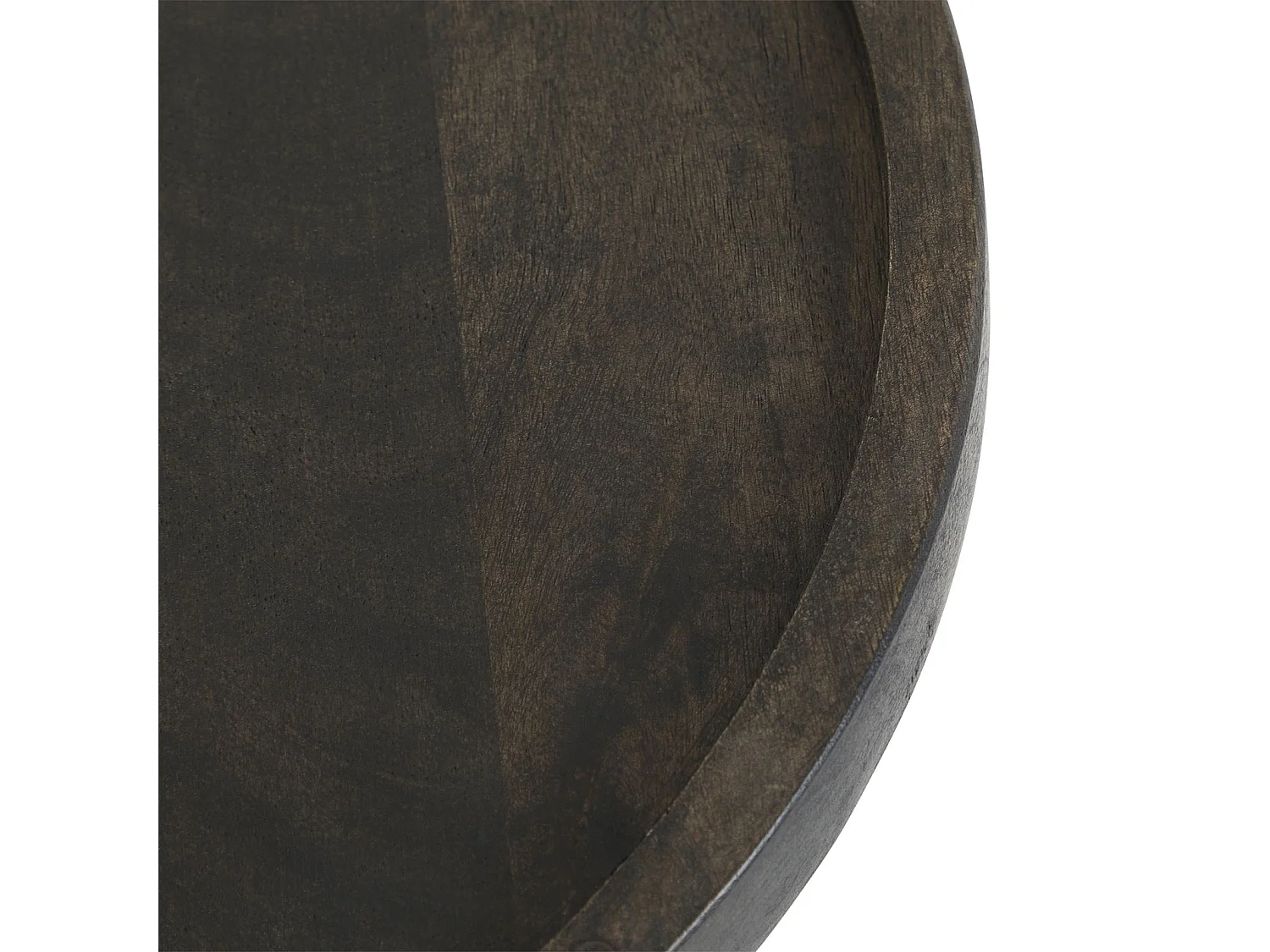 Table d'appoint BEJAH 55 cm Ronde, En Bois Massif Brun avec Socle en Marbre Blanc, Bout de Canapé pour Salon Design Cannelé