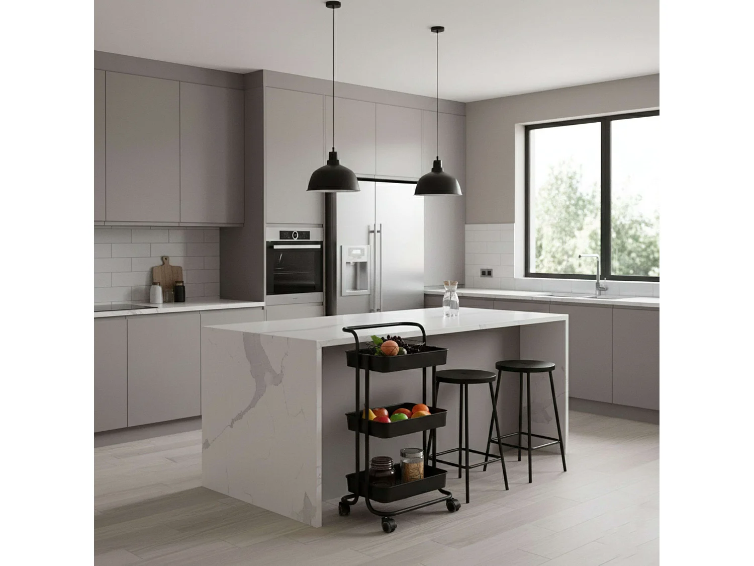 Carrito almacenaje cocina melamina/metal 42x84.5x38 cm