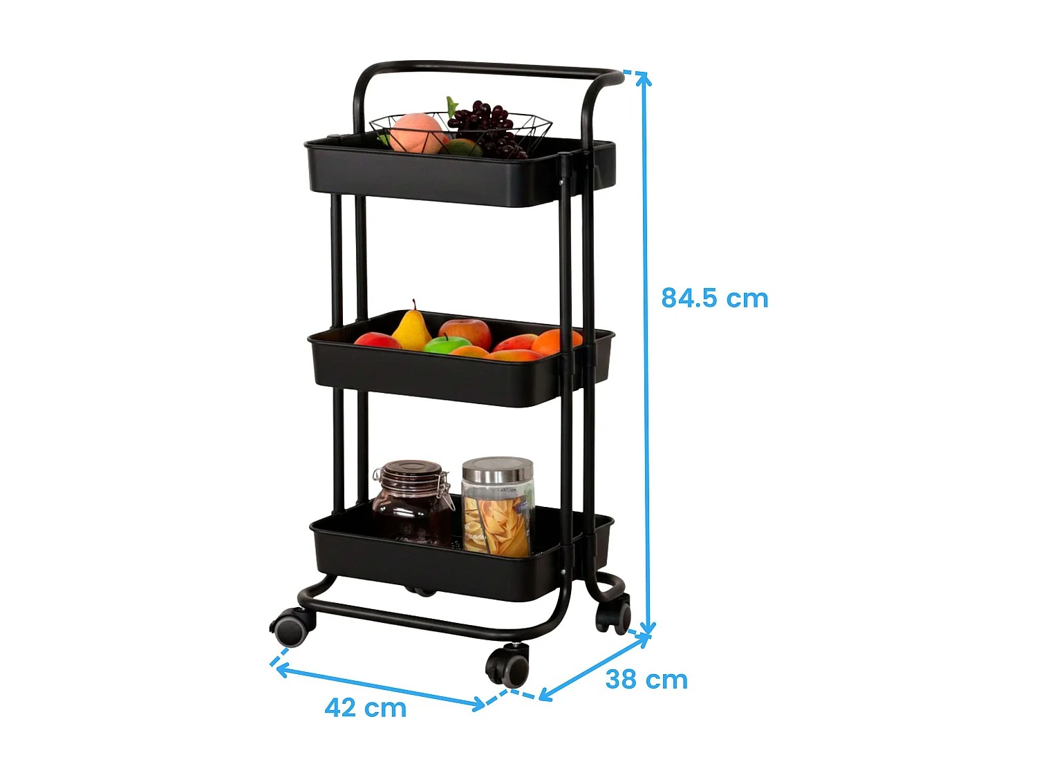 Carrito almacenaje cocina melamina/metal 42x84.5x38 cm