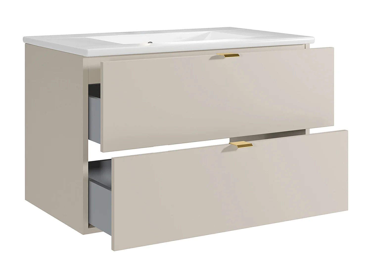 Meuble de salle de bain suspendu avec vasque à encastrer - Beige - 80 cm - LAVENA